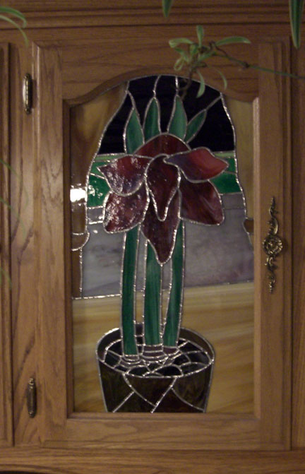 Red Amaryllis in Stained Glass