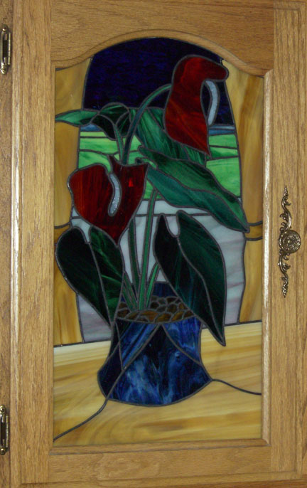 Red Anthurium in Stained Glass