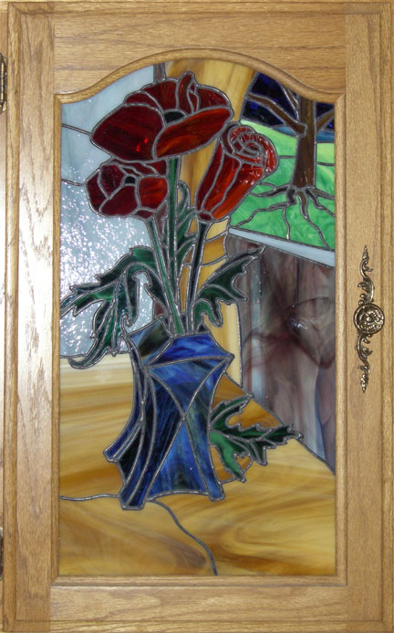 Red Poppy in Stained Glass